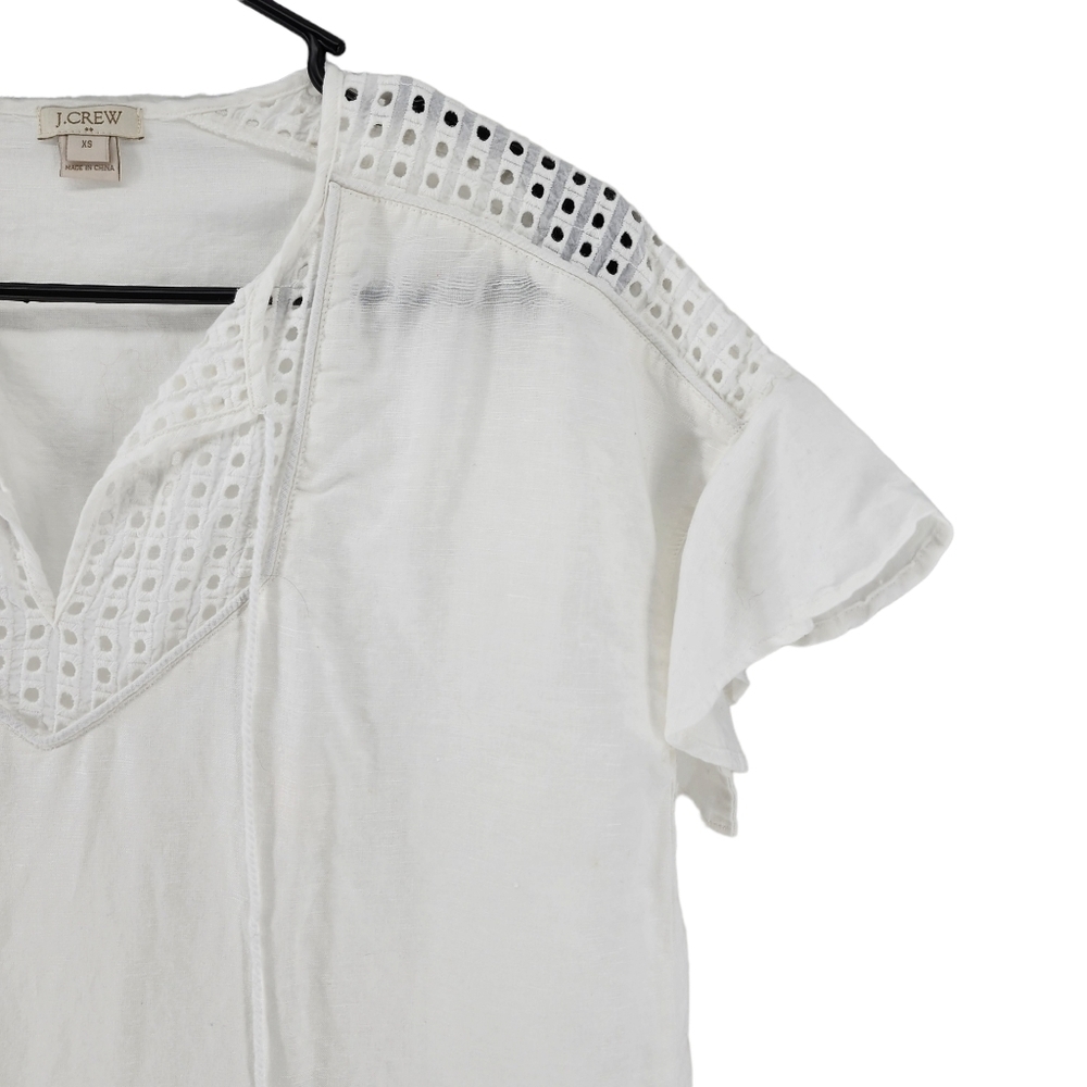 J. Crew Women's White Eyelet Flutter-Sleeve Beach Tunic - XS - Picture 3 of 6
